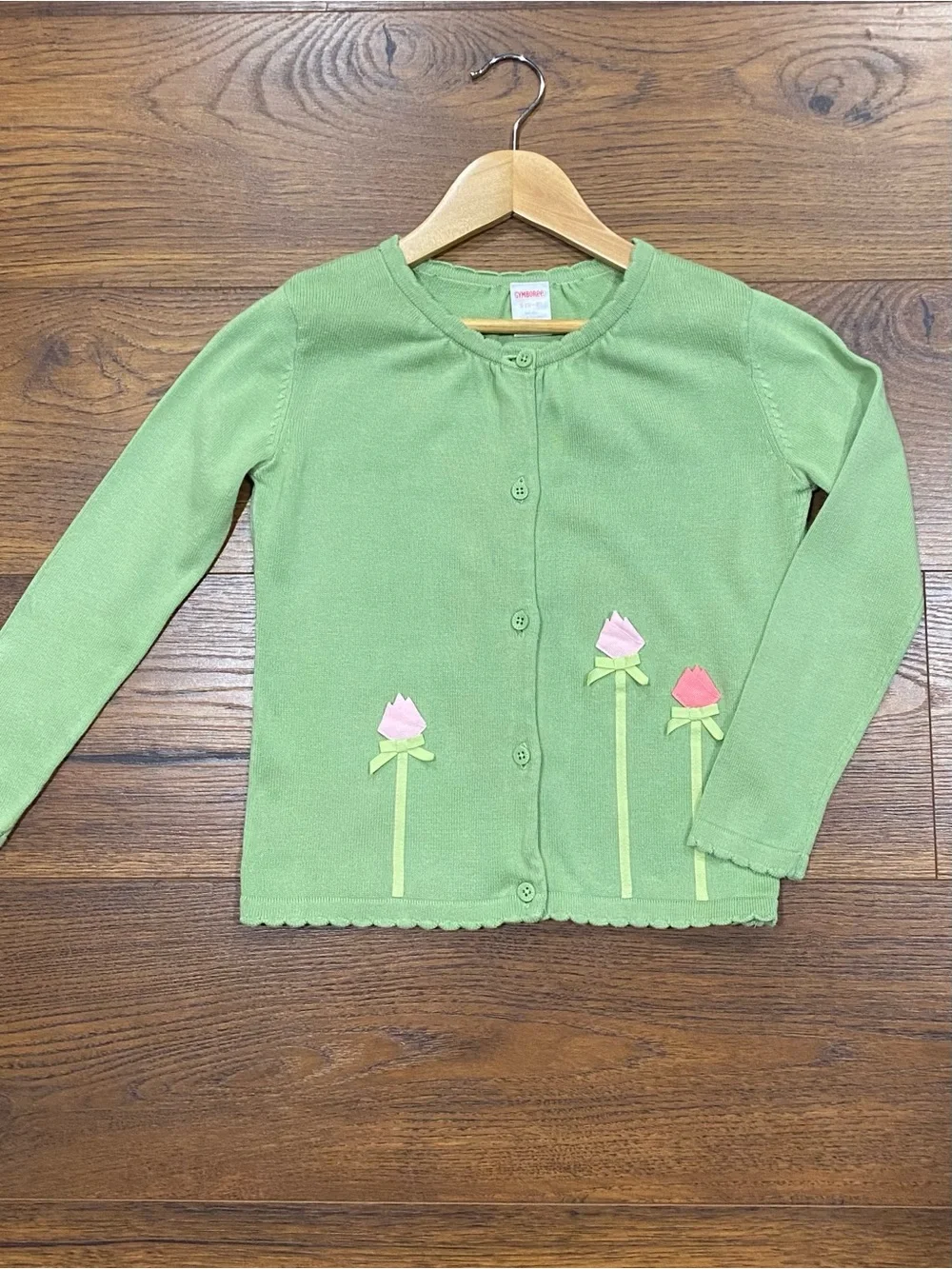 Gymboree Girls Tulip Garden Green Tulip Cardigan Sweater Size Small (5-6)